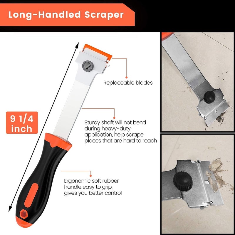 DEKEones Razor Blade Scraper, Long Handled Scraper Tool with 10 Extra Replacement Blades, Razor Scraper Remover for Cleaning Sticker, Paint, Caulk from Window, Car, Glass, Windshield, Stove - Image 2